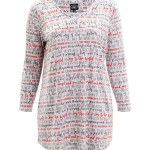 Sz 1X Laura Ashley Beige & Red 'Peace Love Joy' Sleep Dress - Plus Laura Ashley®